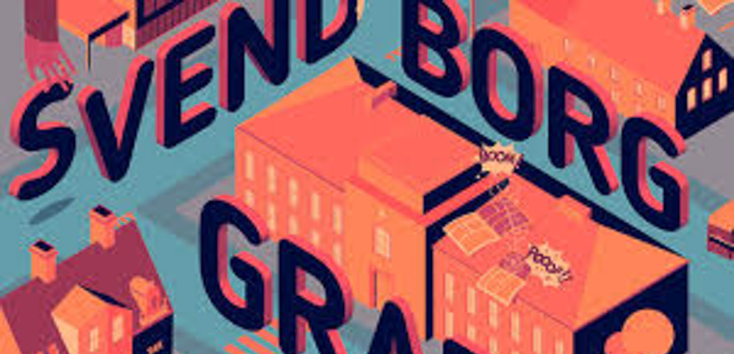 Svendborg graphic - røde bygninger illustreret med teksten "Svendborg Graphic"