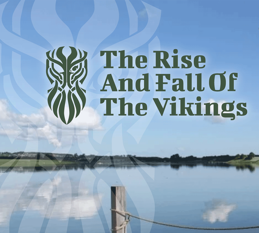 En grafik i oldnordisk stil med påskriften The rise and fall of the vikings