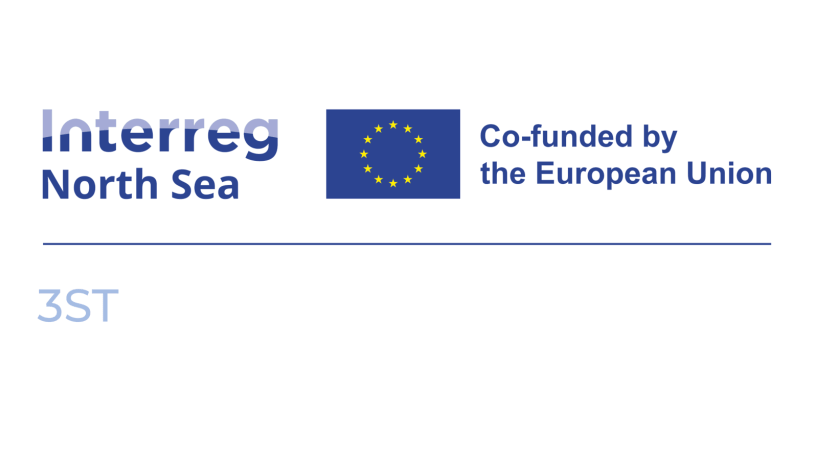 Logo-grafik for projektet 3ST med teksten Interreg North Sea, Co-funded by the European Union